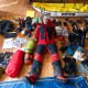 Explorer Colin O’Brady is surrounded by bags of gear for his upcoming expedition.