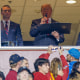 President Donald Trump delivers the Oath of Enlistment at Northwest Stadium in Landover, M.D.