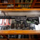 In this photo illustration, a semi-automatic AR-15 is displayed on a countertop at the McBride Guns Inc. store on August 25, 2023 in Austin, Texas. 