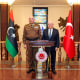 Turkey's Chief of General Staff Gen. Selcuk Bayraktaroglu, right, poses for a photograph with Libyan Chief of General Staff Gen. Mohamed Ali Ahmed El Haddad during their meeting in Ankara, Turkey