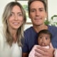 A group photo of Tiffany Score, Steven Mills, and their baby.