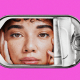 A woman's face inside an empty tin sardine can.