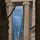 A banner featuring President Donald hangs at the Department of Justice on Feb. 19, 2026.