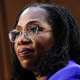 A split composite image of Kentanji Brown Jackson, left, and Brett Kavanaugh.