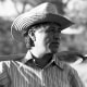 Cesar Chavez works in a community garden in La Paz, Calif., in 1975. 