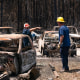 Men in wildfire zone.