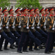 North Korean servicemen march on Red Square during the Victory Day military parade in Moscow on May 9.