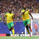 Teboho Mokena celebrates on the field