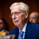 Sen. Mitch McConnell is seen during a Senate Committee on Appropriations, Subcommittee on Department of Defense budget hearing in Washington, DC on May 19, 2026.