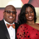 Former Kansas City Chiefs offensive coordinator Eric Bieniemy and wife Mia on the red carpet in Kansas City, MO.