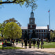 Students walk through the campus of Howard University.
