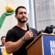 Abdul El-Sayed, US Democratic Senate candidate from Michigan, during a news conference following the March for the Many in Detroit, Michigan, on August 2, 2026.