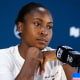 Coco Gauff talks to reporters at the National Bank Open on Aug. 5, 2026 in Toronto.