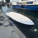 The capsized Vessel, tied to a pier after the capsizing, on Aug. 8, 2026.