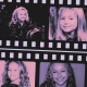A photo illustration showing two pink-hued film strips on top of one another, with six frames containing pictures of Hayden Panettiere from childhood to adulthood