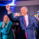 Senator Ed Markey, a Democrat from Massachusetts, and his wife Susan Blumenthal during a primary election night watch party at the Omni Parker House in Boston on Tuesday, Sept. 1, 2026.
