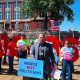 People protest in front of the state Supreme Court. 