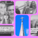 An illustration of screenshots depicting the TikTok discourse of Vicky Hernandez and Joel Mitchell, and a church steeple with a cross.