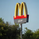 A McDonald's sign on a highway
