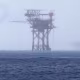 Oil platforms in the Gulf of Mexico, off the coast of Galveston, Texas, in 2023. 