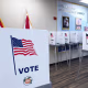 Voting booths are seen at an early voting site