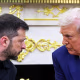 Image: Zelenskyy and Trump staring at one another in the Oval Office.
