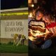 Photos of a police officer and memorials after school shooting in Bend, Oregon.