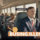 An AI-generated digital advertisement featuring Louisiana State Treasurer John Fleming driving a school bus. 