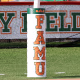 A general view of the the goal post with the school's logo inside of the Bragg Memorial Stadium on Ken Riley Field