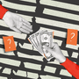 Collage illustration of a hand extended and a hand with money