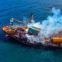 Image: MV X-Press Pearl vessel sinks as its towed into deep sea off the Colombo Harbour