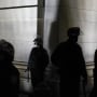 Police officers block off the north entrance to Washington Square Park in New York after facing off with protesters on Nov. 4, 2020.