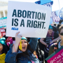 Image: Pro-choice activists supporting legal access to abortion protest during a demonstration outside the Supreme Court on March 4, 2020.