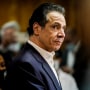 New York Governor Andrew Cuomo speaks before getting vaccinated at the mass vaccination site at Mount Neboh Baptist Church in Harlem on March 17, 2021 in New York.