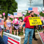 Abortion rights and anti-abortion activists argue at the Abortion Freedom Fighters Rally in Jackson, Miss., on Oct. 2, 2021.