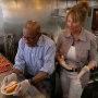 Al Roker learns how to assemble a traditional coney dog at American Coney Island, owned by Grace Keros, in Detroit.