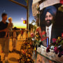 Image: A memorial for Balbir Singh Sodhi who was killed outside his gas station.