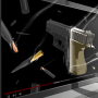 Illustration of a computer screen with a ghost prop gun and ammunition being pulled out by a mouse cursor.