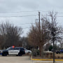 Colleyville police secure the area around Congregation Beth Israel synagogue on Jan. 15, 2022 in Colleyville, Texas.