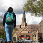 Image: Students walk on the campus at the University of Southern California in Los Angeles.