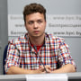 Belarusian dissident journalist Raman Pratasevich attends a news conference at the National Press Center of Ministry of Foreign Affairs in Minsk, Belarus, on June 14, 2021.