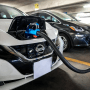 Electric vehicles are displayed before a news conference near Capitol Hill on April 22, 2021 in Washington, DC.
