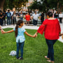 Image: Members of the community gather at the City of Uvalde Town Square for a prayer vigil in the wake of a mass shooting at Robb Elementary School on May 24, 2022 in Uvalde, Texas.