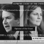 Photo illustration of Supreme Court Justices Brett Kavanuagh, Amy Coney Barrett and Neil Gorsuch with text from the SCOTUS opinion on Dobbs v. Jackson Women's Health Organization.