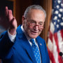 Senate Majority Leader Chuck Schumer at the Capitol after the Senate passed the Inflation Reduction Act via budget reconciliation on Aug. 7, 2022.