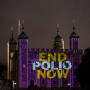 The Tower of London is lit up with the slogan 'End Polio Now' to mark World Polio Day on Oct. 24, 2021.