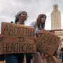 Image: Texas students march through the Tower Plaza at the University of Texas at Austin on May 5, 2022.