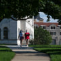 Pedestrians walk along the Catholic University of America (CUA) campus in Washington, D.C., on Aug. 19, 2020.