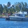 A boat docked off Rose Island in the Bahamas following deadly shark attack on Sept. 6, 2022.