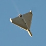 A kamikaze attack drone flies over Kyiv, Ukraine during an air assault on Oct. 17, 2022.